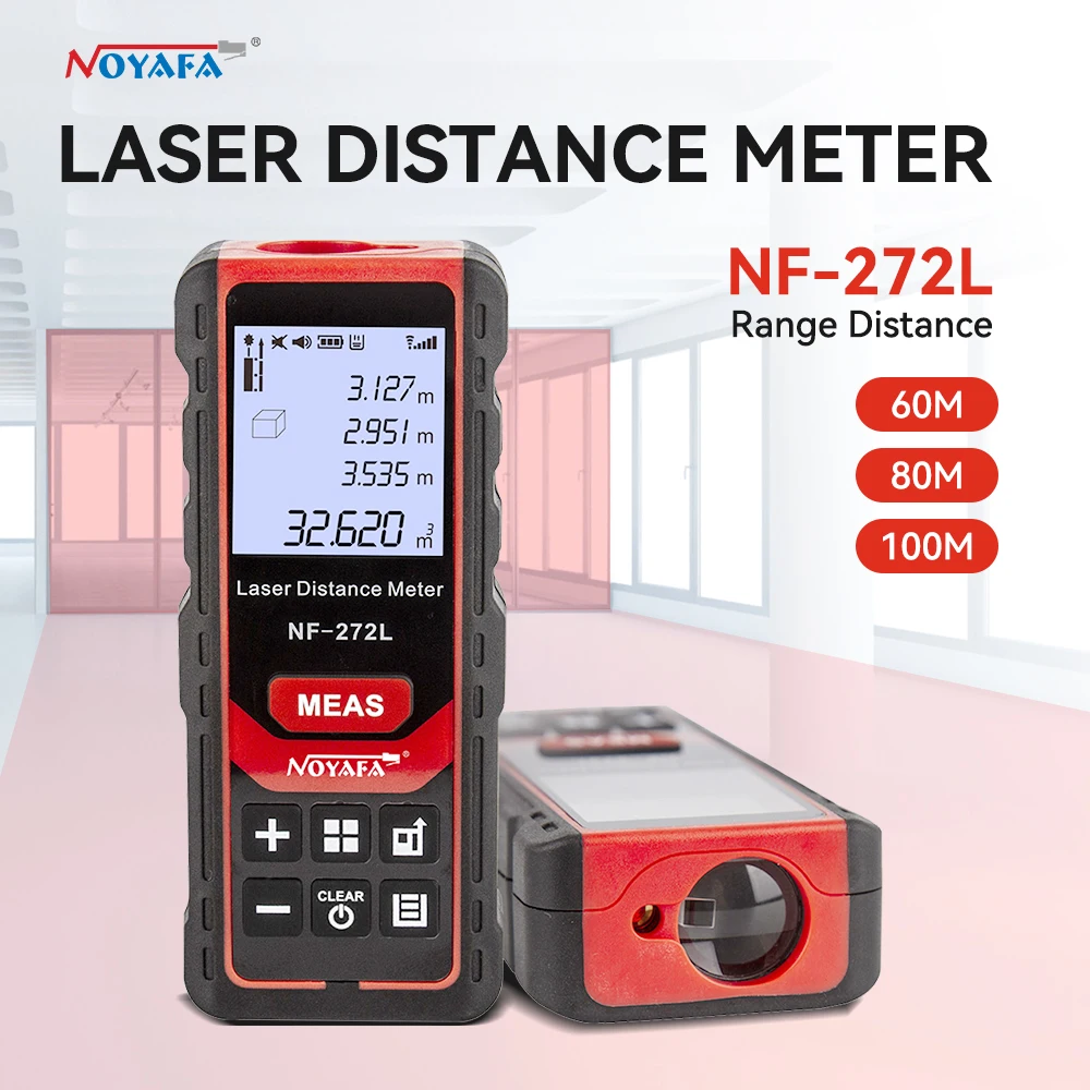 Noyafa-laser Distância Medidor Nf272l Nível Laser Vermelho Range Finder Fita Rangefinder Medida Digital Régua Test Tool 60m 80m 100m