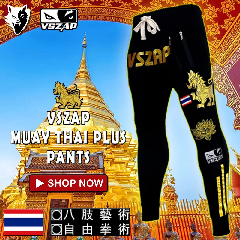 Vszap Muay Thai Vechtbroek Kirin Lotus Joggingbroek Fitness Mma Sportgevecht Borduurwerk Hardlopen