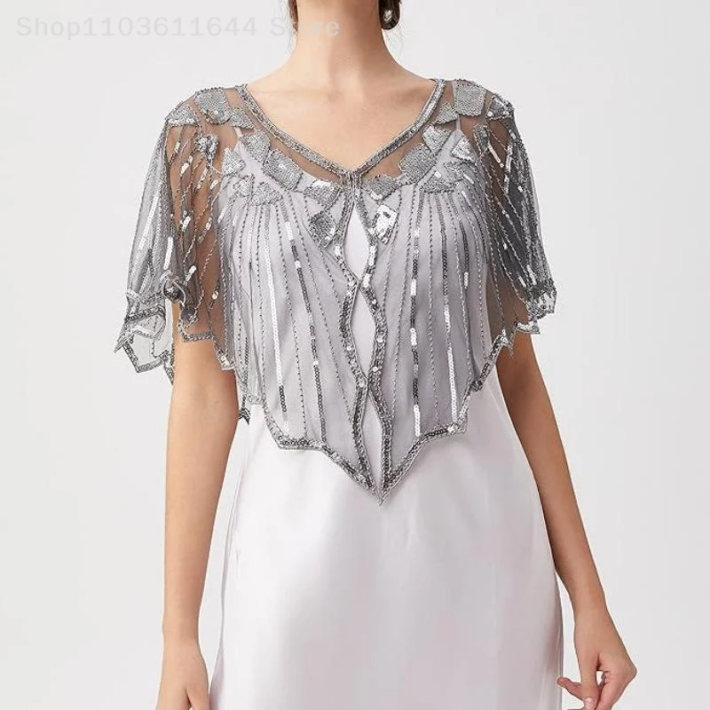 스팽글 코트 판초 여성 스카프 복장 블랙 케이프 숙녀 스카프 파티 겉옷 Shawls Casaco 랩 여성 의류 가운 Mujer