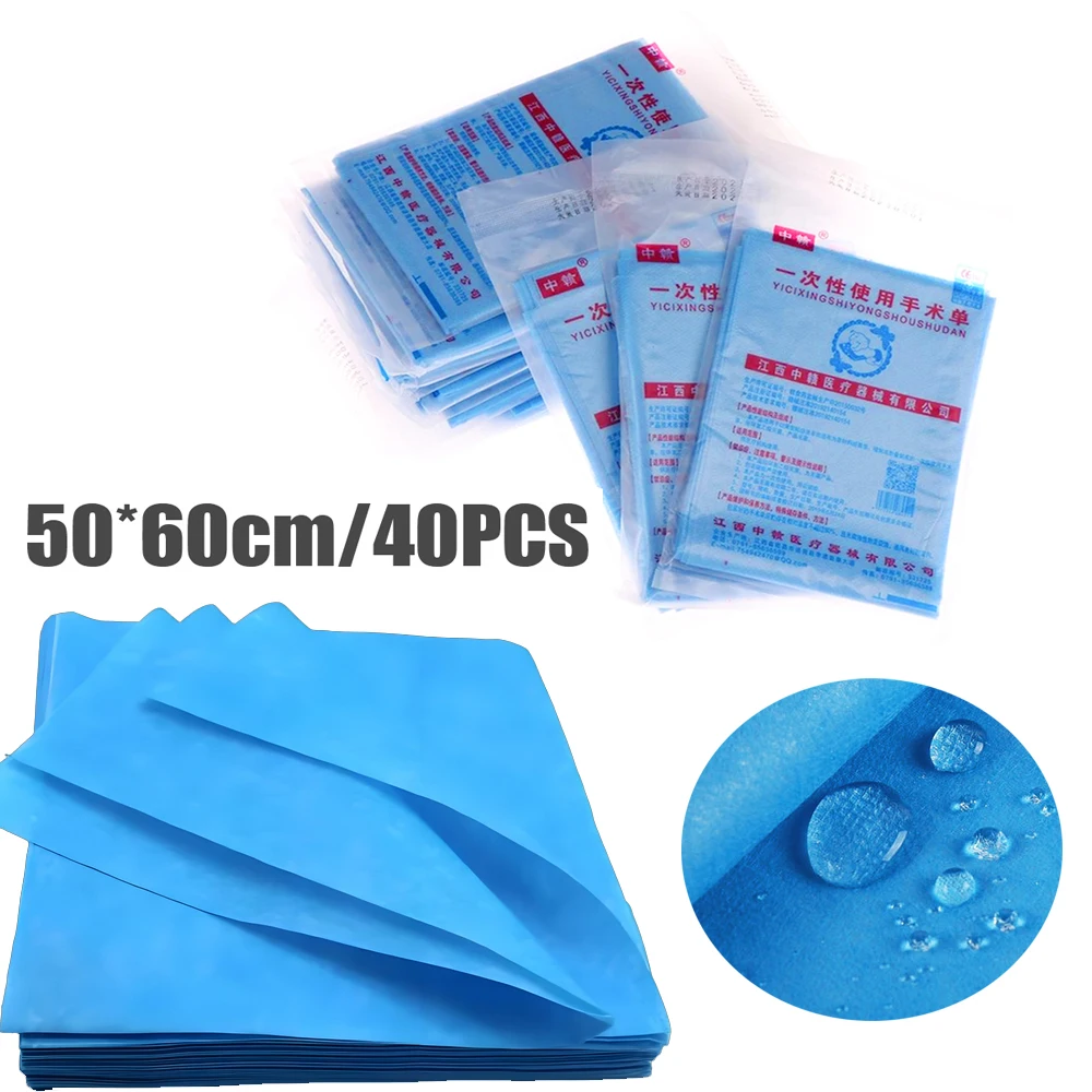 

40pcs Disposable Surgical Drapes Surgical Sheet Blue Surgical Towel Non-woven Sterile Drapes 50*60cm
