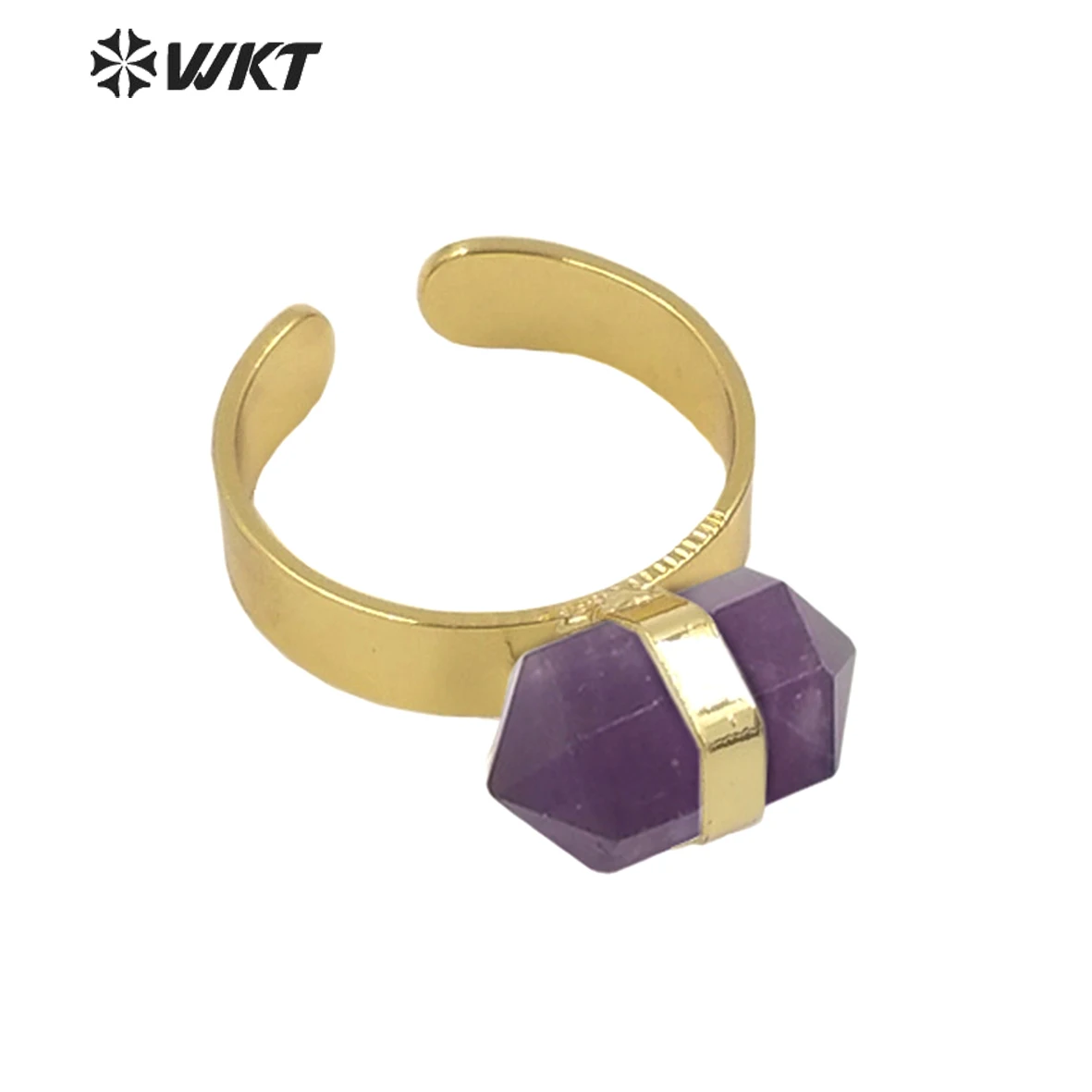 

WT-R385 WKT 2023 Beautiful Crystal Amethysts Black Obsidian Rings Natural Stone Gold Plated Ladies Wedding ACC