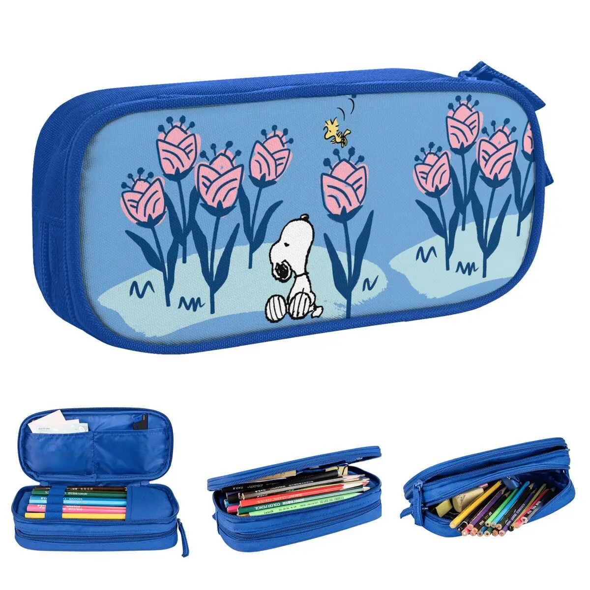 Snoopy Woodstock Flower Garden Pencil Cases Pencil Box Pen Box for Girl Boy Large Storage Bag Office Gifts Stationery