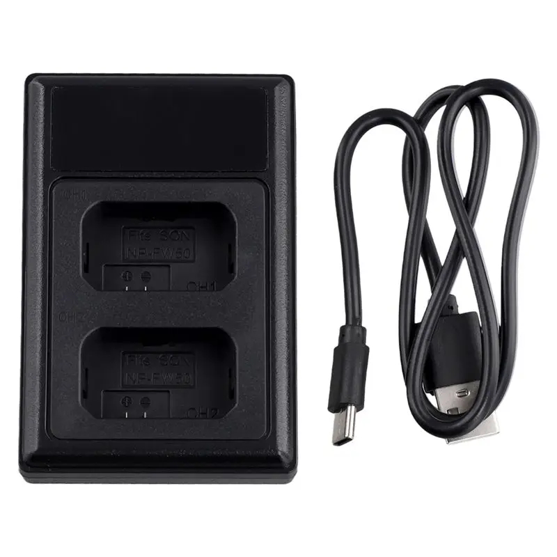 Двойной аккумулятор ABKQ-USB LCD для камер Sony NP-FW50/BN1/BX1/FM50/FZ100/ с кабелем Type-C