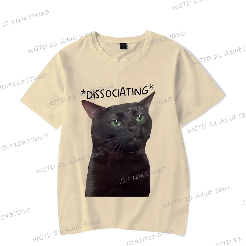 Dissociating ميمي الجرافيك تي شيرت مضحك لطيف القط طباعة تي شيرتات قصيرة الاكمام الرجال النساء عادية ثلاثية الأبعاد الحيوان الهبي الشارع الشهير #5