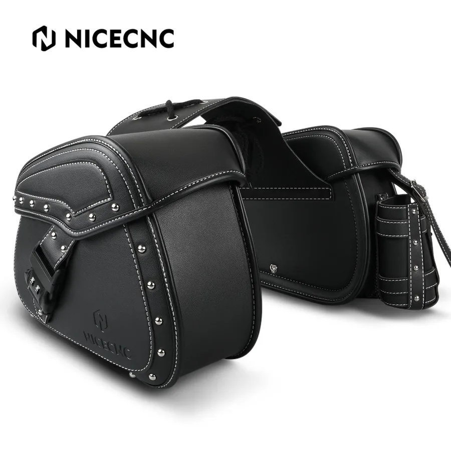 

Motorcycle Saddlebags PU Leather Rear Side Bags Pannier Luggage For Harley Honda