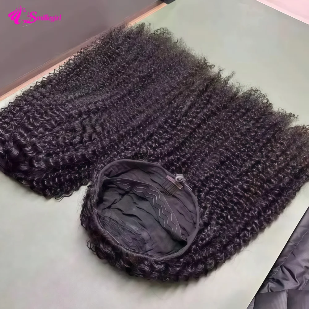 Machine Made Kinky Curly Half Wigs Human Hair 250 Density Upgrade Drawstring Invisible Flip Over 3 In 1 Wear And Go No Need Glue For Women
