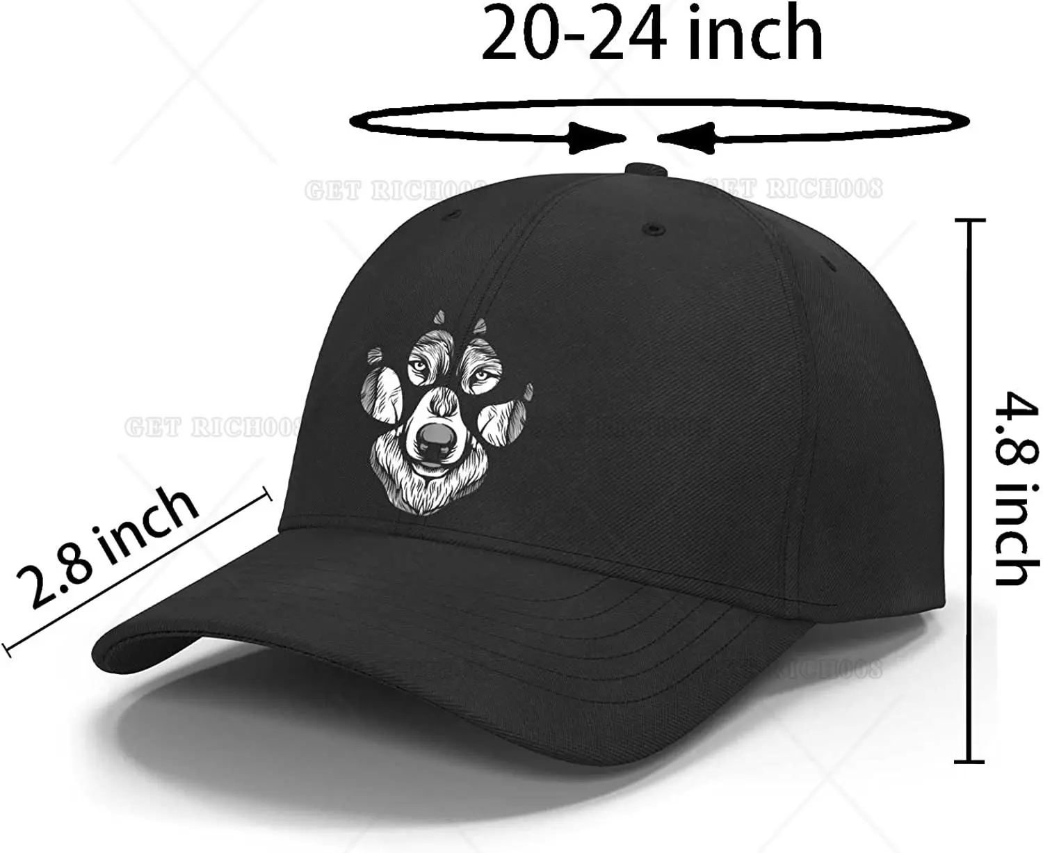 Wolf Paw Baseball Cap Adjustable Dad Hat Unstructured Cotton Hat Mens Cap Polyester Adult Unisex Four Seasons Casual Snapback