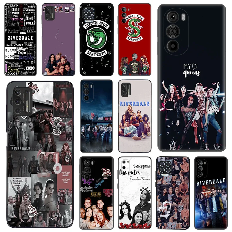 Black Matte Phone Case for Motorola Moto G50 G73 G53 G72 G52 G30 G31 G60 G71 G22 G9 Play G60S Riverdale  Serpents Soft Cover