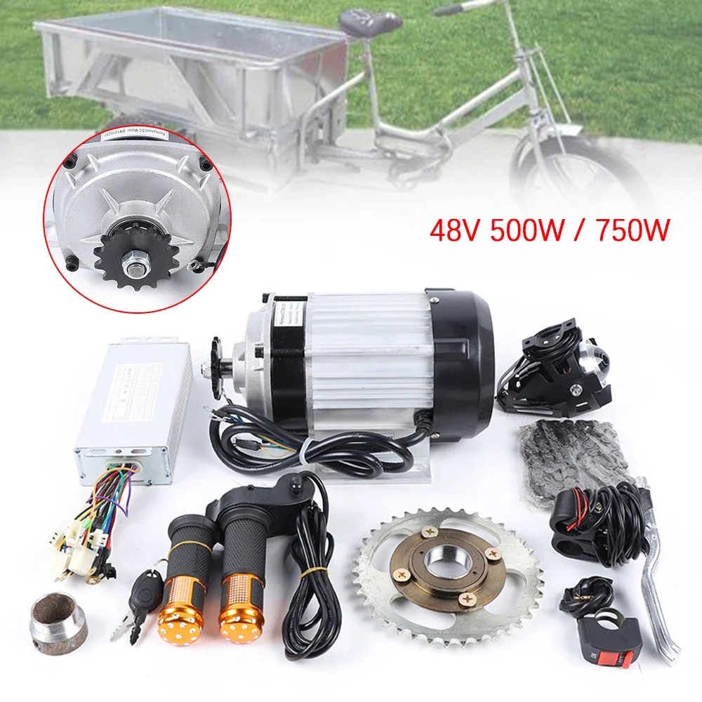 48V 500 / 750 Watt Electric Brushless Geared Motor Kits for Tricycle Rickshaw Bike