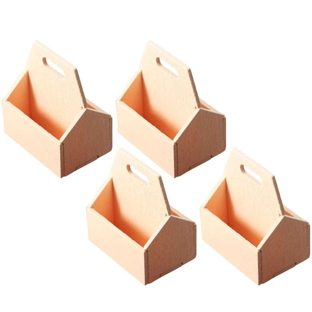 

4 Pcs Miniature Wood Storage Baskets Detailed House Accessories Realistic Appearance Mini House Interior Decor