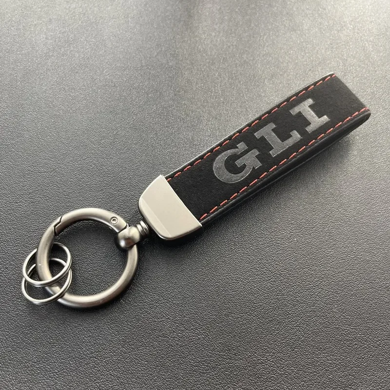 Luxury Suede Leather GLI Logo Keychain Key Chain Rings For Volkswagen VW Jetta GLI MK4 MK5 MK6 MK7 Car Accessories