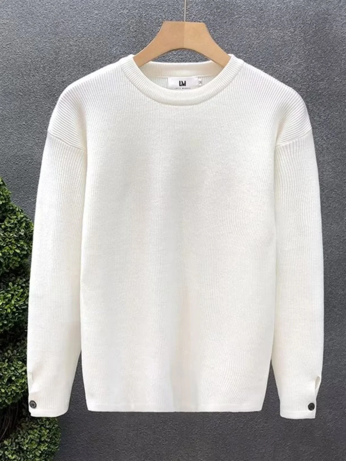 

Loose Men's Knitted Sweater round Neline Autumn Winter White Base Layer Faionable Versatile Korean Sle Long Sve Top