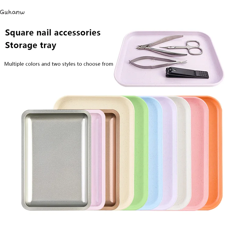 

Square Stainless Steel Cosmetic Storage Tray Nail Art Equipment Plate Tools Dental&False Nails Nail Decorations Display Tray