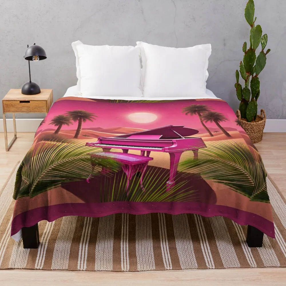 

Piano in the Egyptian desert, lanterns, ancient Throw Blanket Decorative Throw Hair Blankets