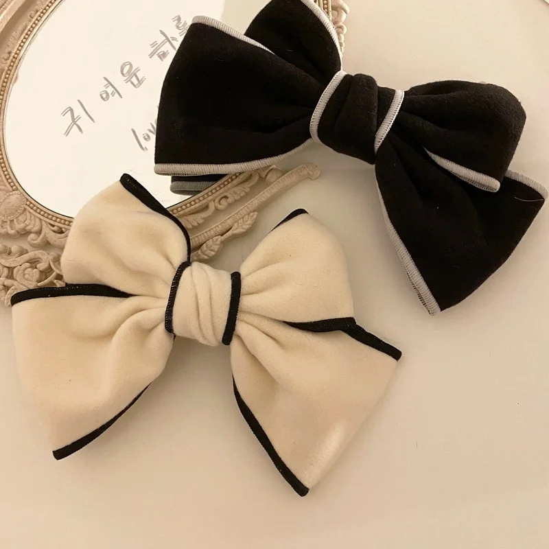 1pcs Bowknot Hair Clip Women Imitation Cashmere Hairpin Top Head Ponytail Barrettes Elegant Bows Hair Accessoires