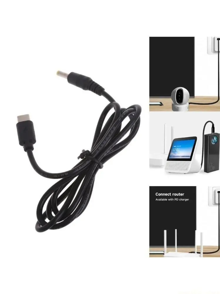F62C 12V USB Type C Plug Power Cable Female to 4.0x1.7mm Male Converter for Router Fan LED Light Accessories