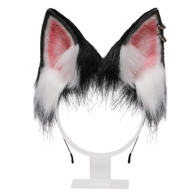 Plush Ear Hair Clip Headband Lolita Furry Cat Fox Dog Bat Devil Bunny Leopard Pig Wolf  Party  Anime Costume Halloween