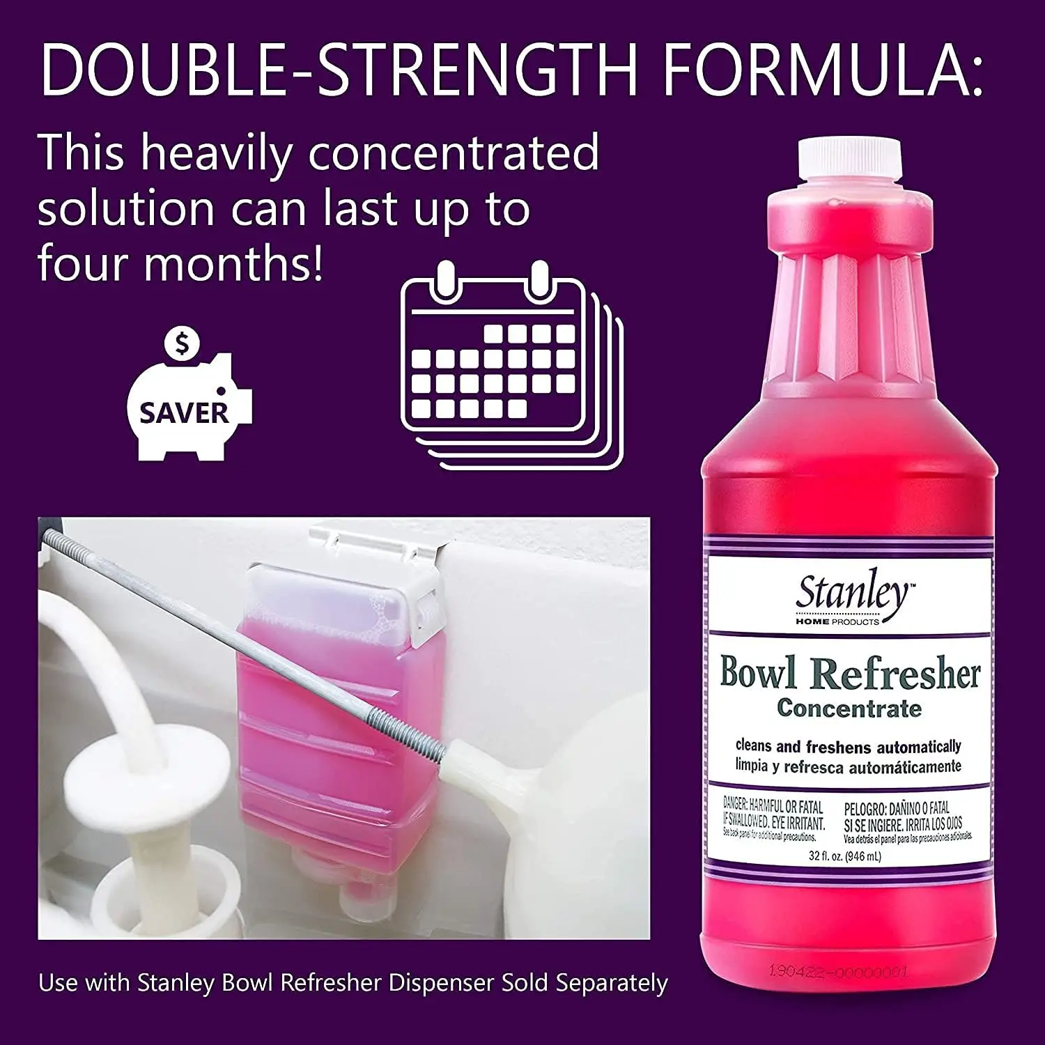 Bowl Refresher Concentrate – Cleans and Freshens Toilets Automatically 32 Fl. Oz. (2 Pack) Can Last 4 Months of Cleaning