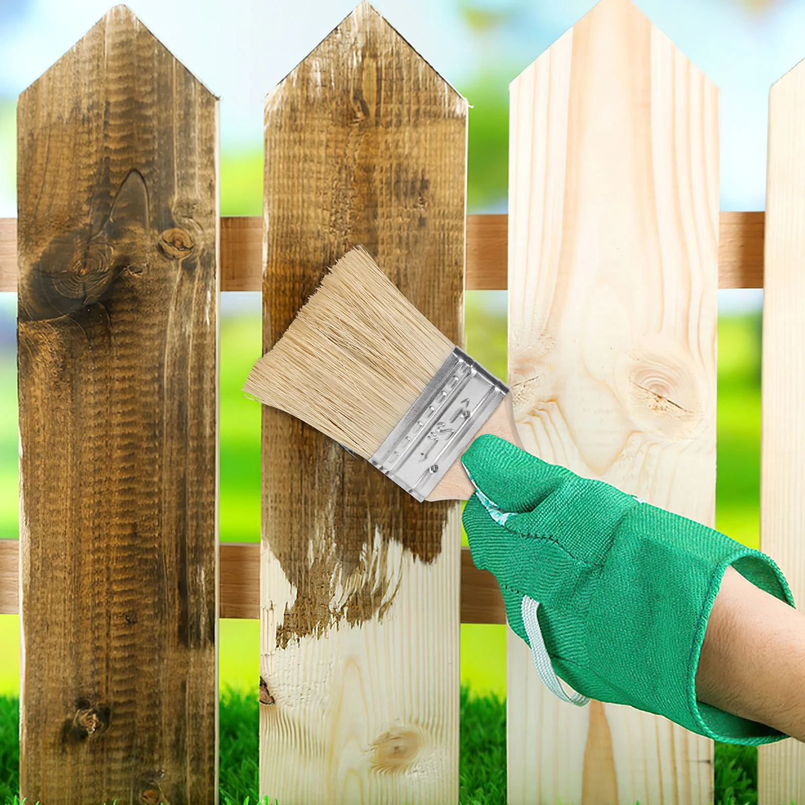 Pinceles con mango de madera engrosada para pintura acrílica, pinceles para muebles, 10 piezas