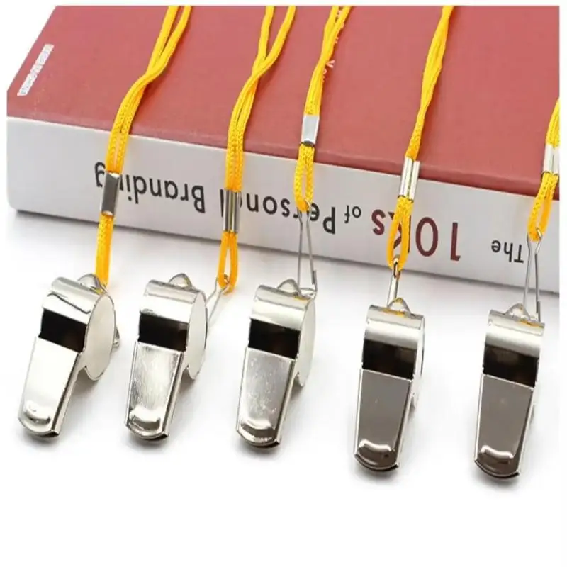 Portable Stainless Steel Referee Whistle Metal Sports Whistle For Football Basketball Outdoor Training