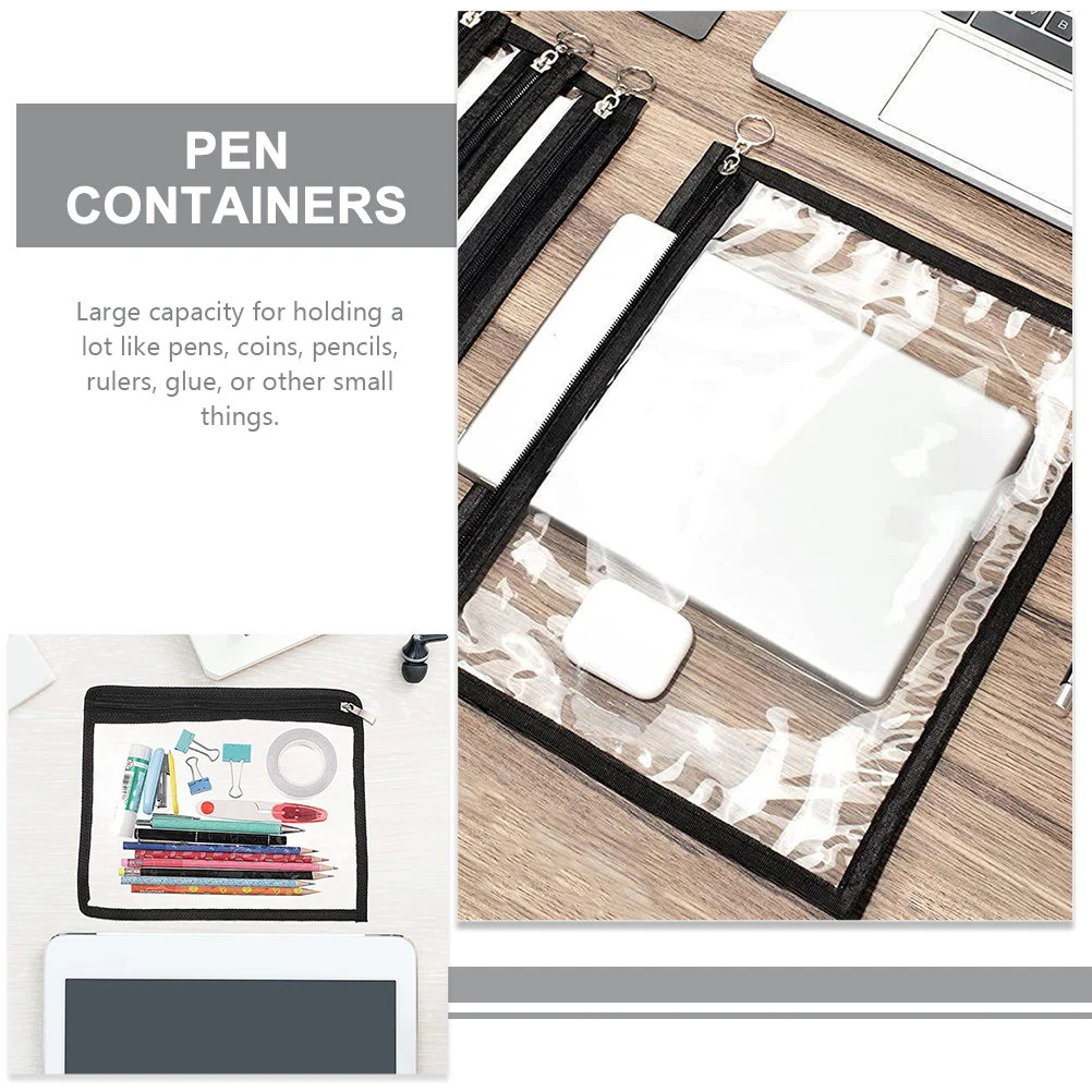 

9Pcs PVC Pencil Bag Transparent Small Organizer Clear Case Plastic Storage Bags Large Capacity Portable Pen Holder AntiScratch