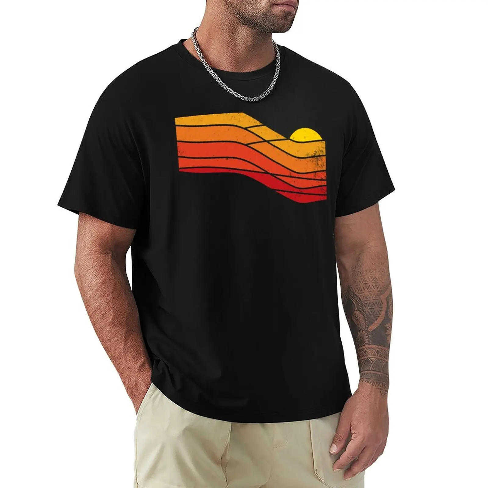 

70s retro Sunset T-Shirt funny meme t-shirts cute tops affliction shirts hippie clothes mens t shirt graphic