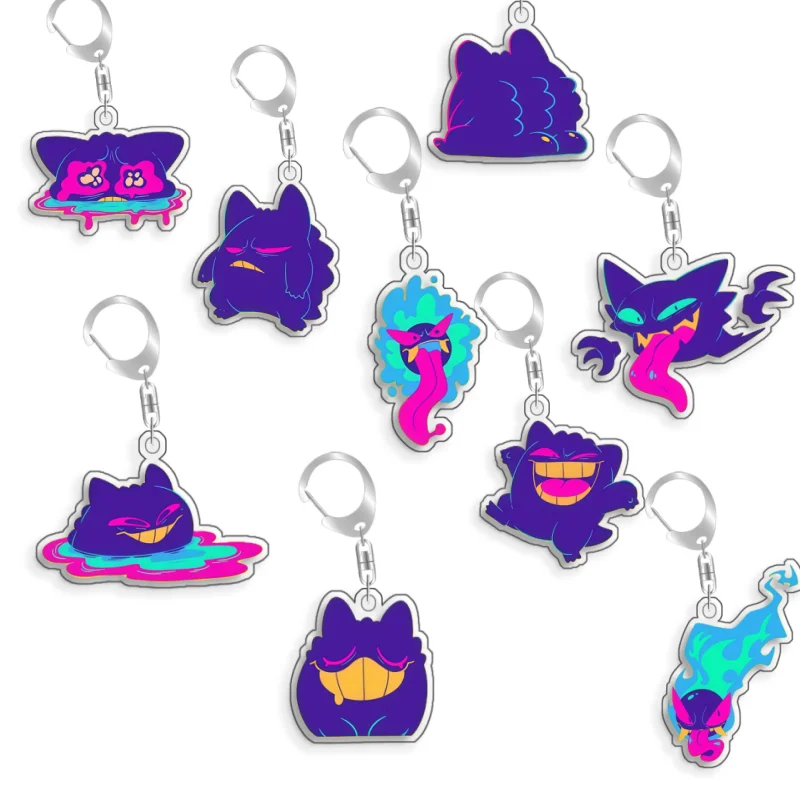 For Pokemon Elf Qikchu Gengar Dedenne Flabebe Acrylic original selfmade cute Cartoon Anime Keychain Pendant Toy gift 5cm