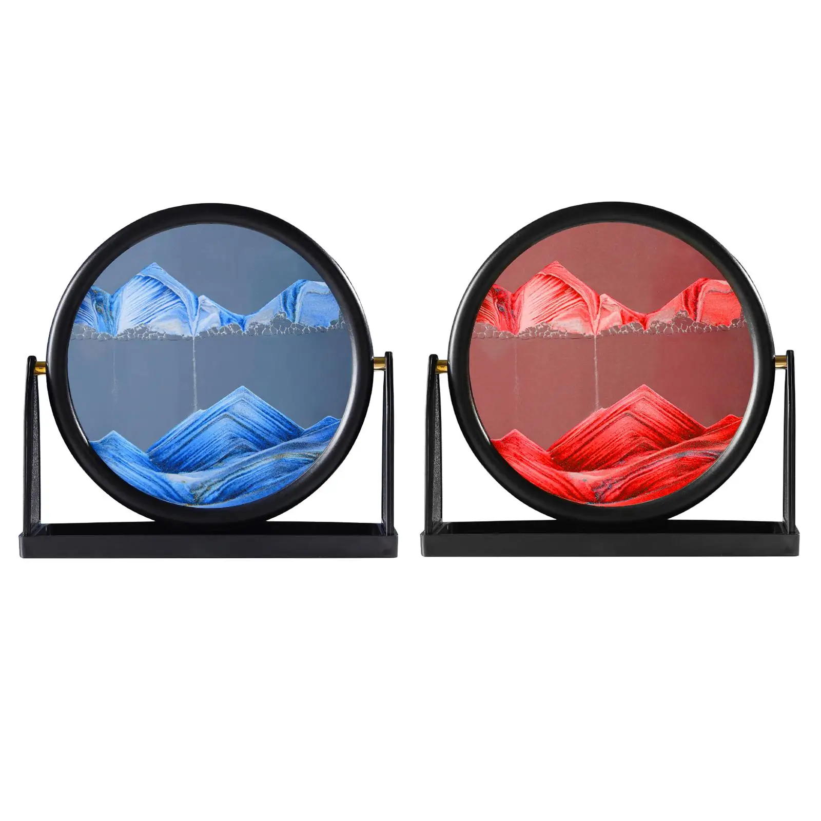 3 Art Sand Painting 360 Degree Rotatable Desktop Table Liquid Hourglass Glass Picture for Bedroom Ornament