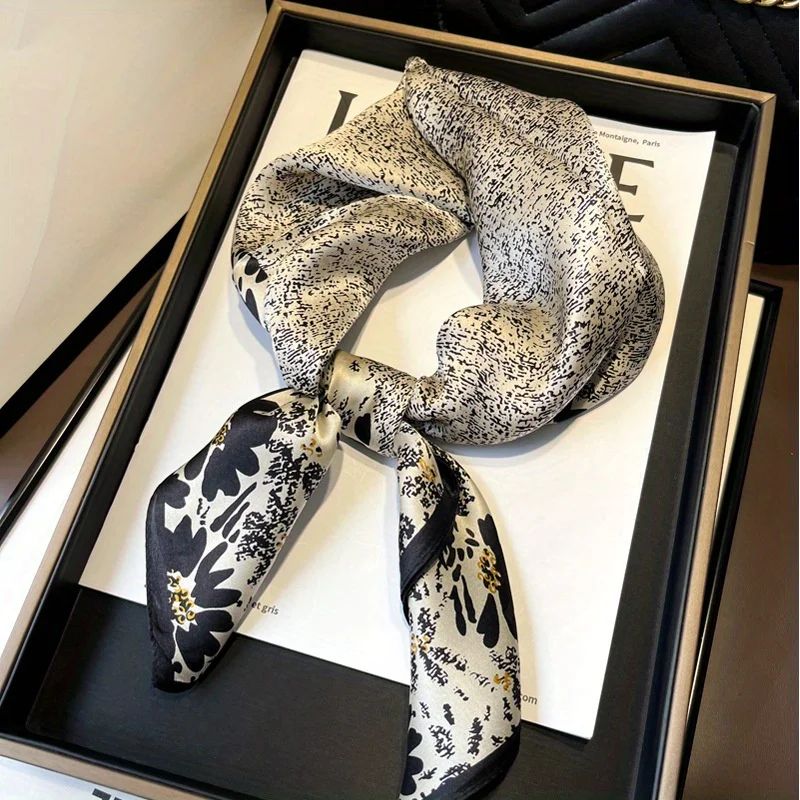 New 70cm square scarf thin Japanese and Korean sweet champagne small floral silk scarf headband headgear women