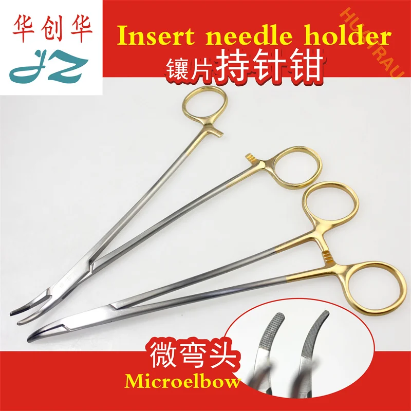 

Jz медицинская микроelbow с золотой ручкой, игольчатый держатель, золотое кольцо, удлиненный тонкий иглодержатель, хирургический инструмент для живота