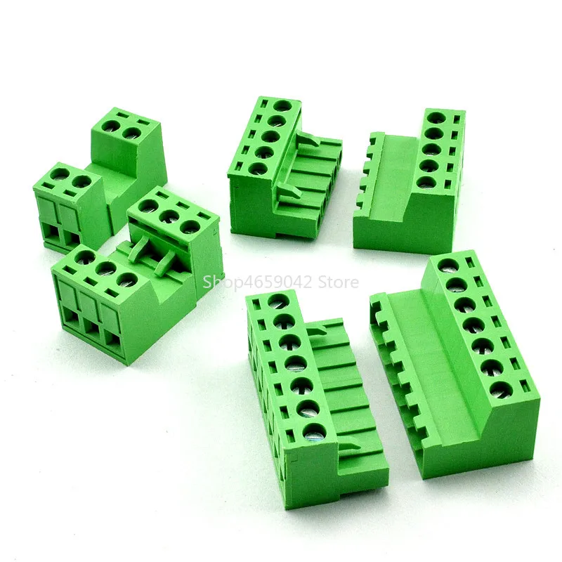 2sets Solderless Docking Type 2EDG 5.08MM Screw Terminal Block Connector PCB Plug-in Type 2edg Type Green Terminal Block