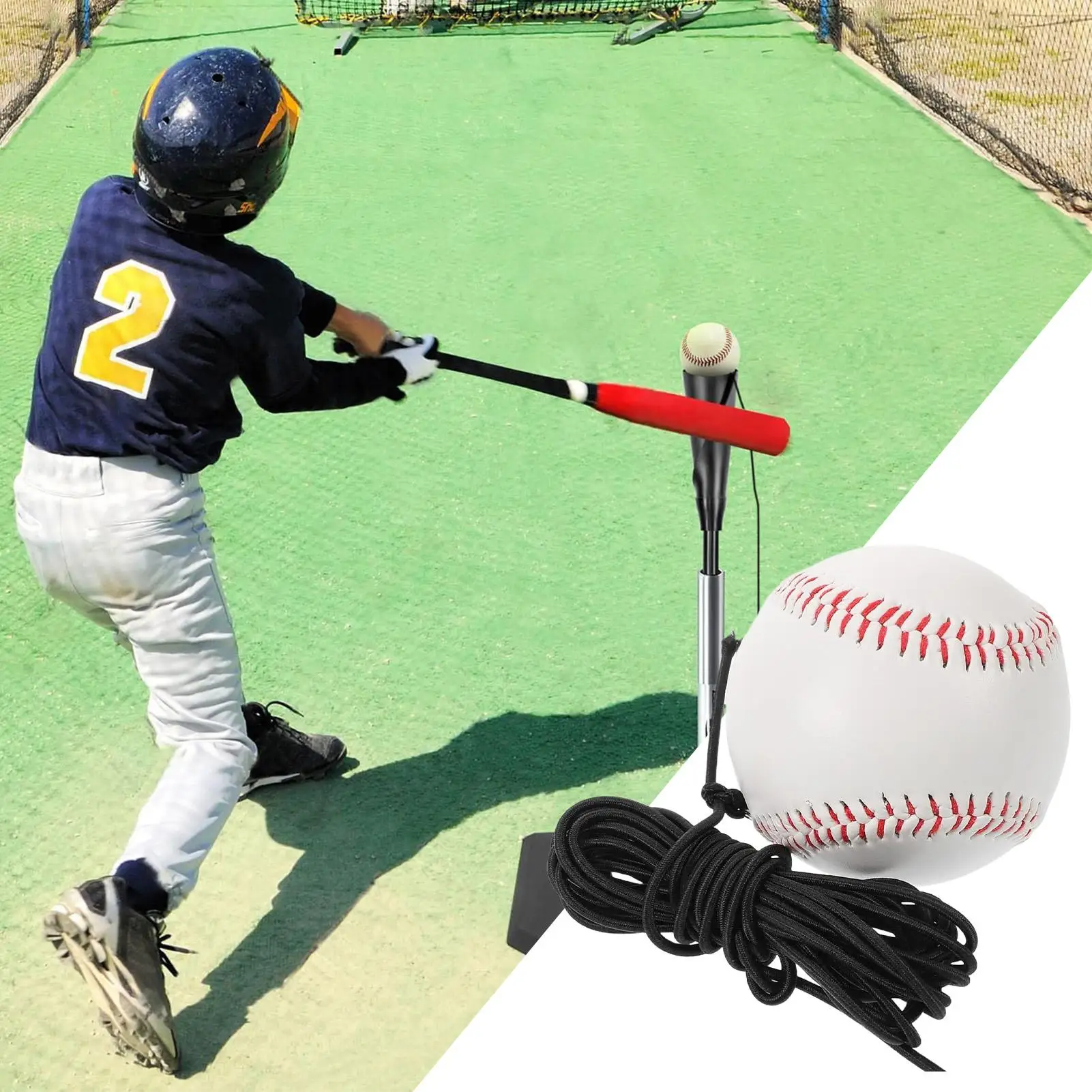 

Hitting Practice Equipment With Elastic Rope Batting Swing Trainer Softball Batting Aids System Elastic String Rebound Bouncy