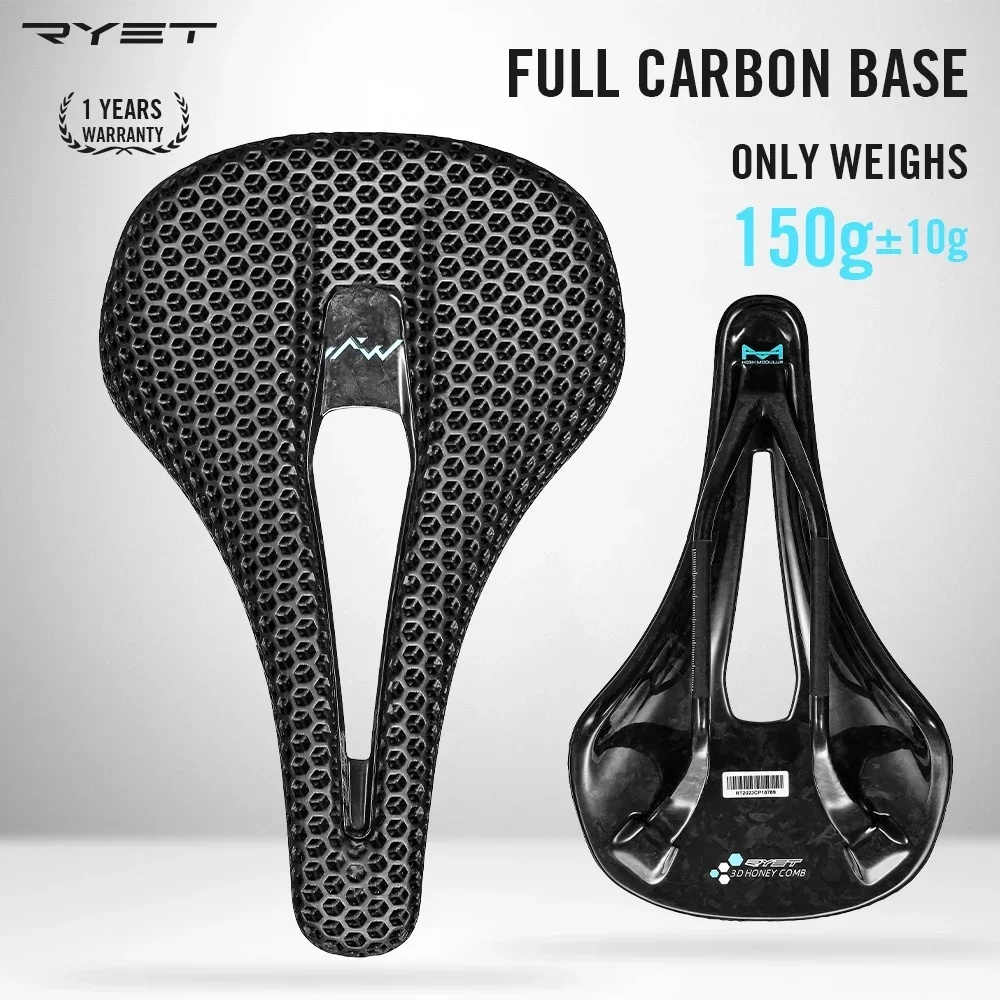 AliExpress RYET 2025 3D Printed Carbon Saddle 140mm 165g Superlight For MTB Road Racing Saddles Bicycle Seat Cushion Cycling Seating Parts