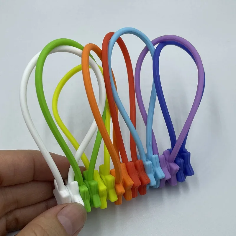 14PCS Star-Shaped 19cm Magnetic Wire Organizer Set Silicon Cable Ties Home Storage Accessories