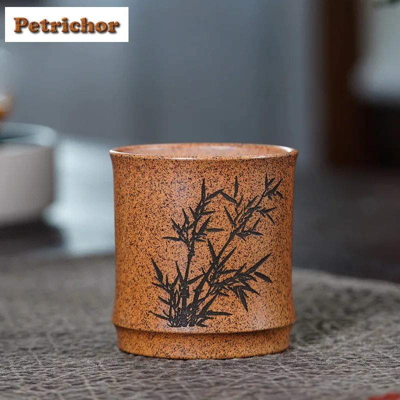 225 مللي Yixing Zisha الخزف الذي يحرك الخشب الخيزران فنجان الشاي الإبداعية وعاء الشاي أكواب واحدة تذوق الشاي كوب شخصي Jianzhan كوب رئيسي