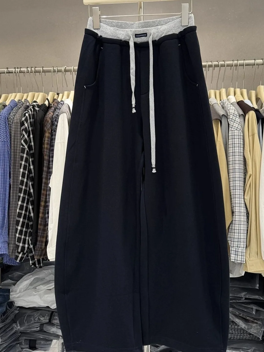 Authentic Fashionable Women's Wide Leg Pants Spring Autumn New Style Casual Versatile Trousers Knife  Waist Design