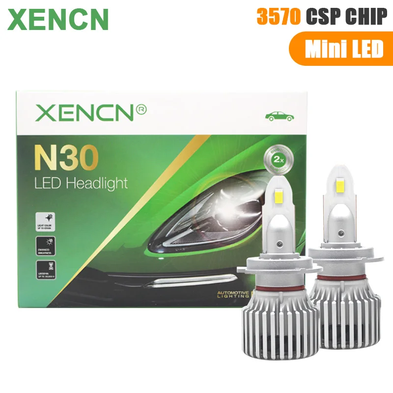 XENCN N30 LED H7 Car Headlights 6000LM High Lumens 60W 6500K White Light +300% Brightr Mini LED Auto Lamp 3570 Chip Fog Light