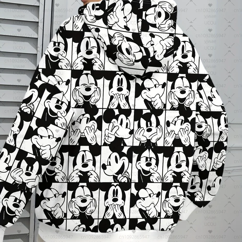 เสื้อฮู้ดมีฮู้ดลายมิกกี้เมาส์ 3 มิติ ไซส์ใหญ่สำหรับผู้หญิง ปี 2025 เหมาะสำหรับใส่กลางแจ้ง เข้าได้กับทุกชุด เสื้อผ้าผู้หญิงสำหรับสาวๆ