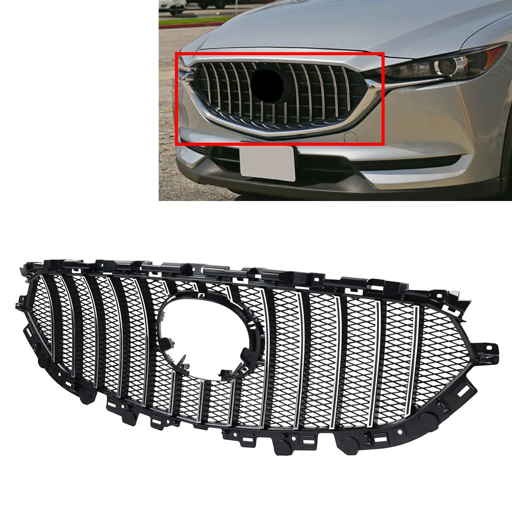 

Car Front Grille ABS Plastic Racing Grills For Mazda CX5 CX-5 2017 2018 Chrome Mesh Guard Grill Vent Trim