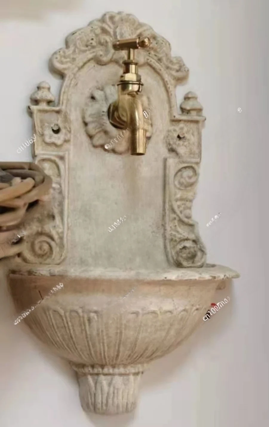 4TXN French retro old cast iron wall hanging sink garden wall water feature decoration groceries Huaxiantang gardening