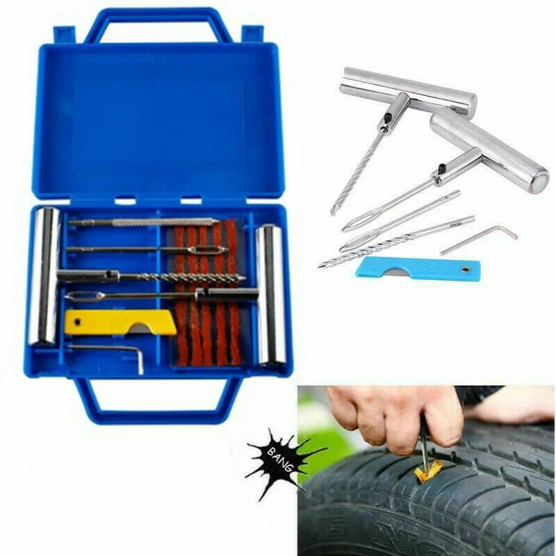 

1set Heavy Duty Tire Repair Kit Tubeless Tire Puncture Professional Repair Kit For Car Motorcycle Truck Plug Tyre Mending Tool