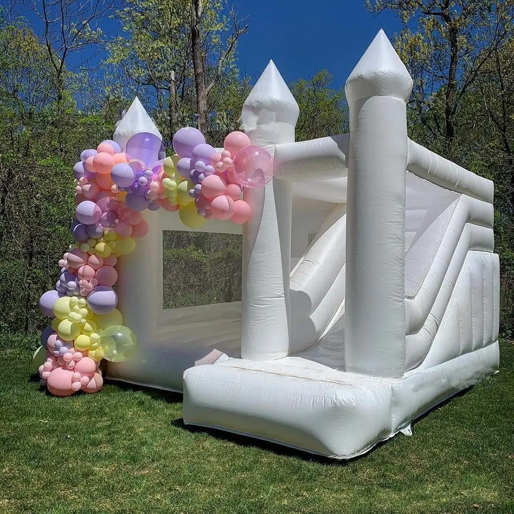 House Inflatable Bouncy Castle with Slide Jumper Bouncer Moon Jumping Castle for Adults and Kids Included Blower Free Ship