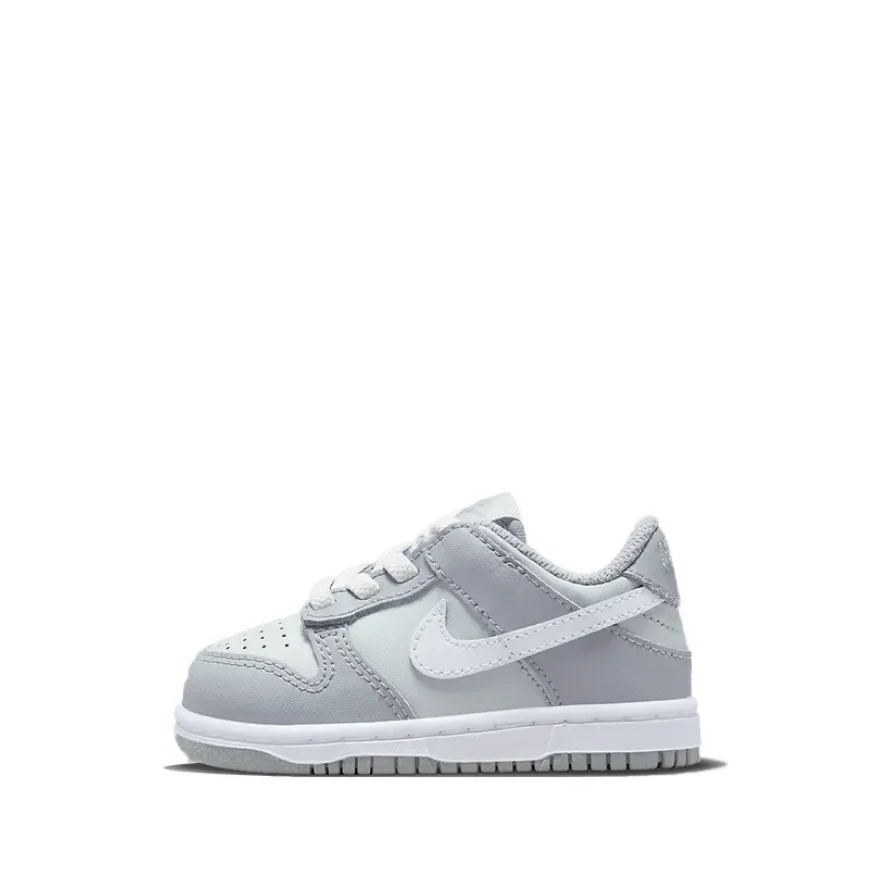 Nike Dunk Retro Casual Non-Slip Wear-Resistant Low-Top Sneakers Gray and White for Infants and Young Children