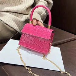 Mini scatola di borse quadrate con motivo a coccodrillo per le donne borsa a tracolla in pelle PU con manico superiore di design borse per rossetti piccoli