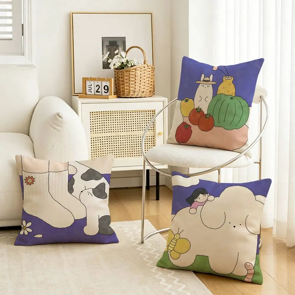 

cute H-Hakowasa Illustration Art Multi-Size Printed Pillow Covers Home Decoration