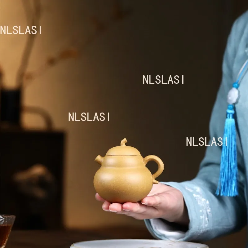 

150ml Purple Clay 5-hole Gourd Pot Sesame Section Mud Hand-painted Teapot Tea Ceremony Accessories Household Chinese Teapot