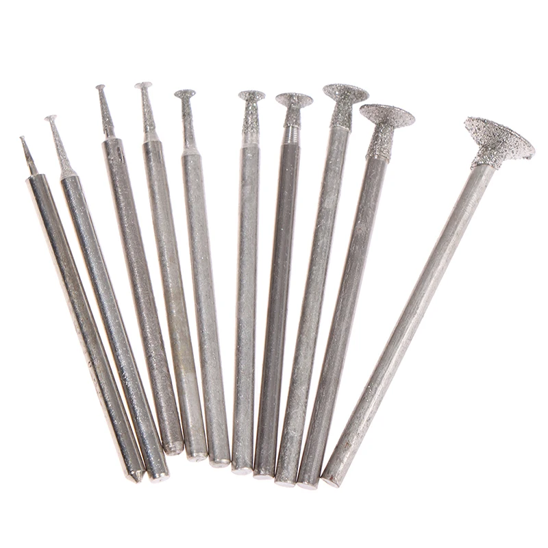 

6/10Pc Acces Shank Diamond Mounted Point Grinding Head Stone Jade Carving Polishing Nozzle Grinding Nozzle Engraving Tool