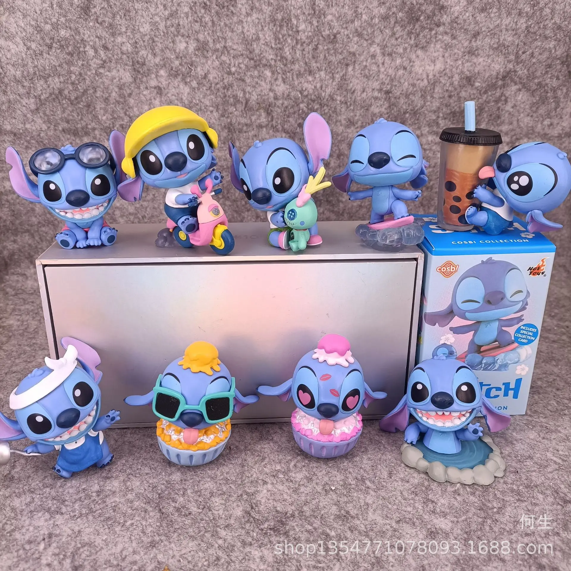 9 Disney Stitch Anime Figure Ornaments Random Style about 7CM Height Kawaii Cartoon Room Decorations Collectibles Birthday Gifts