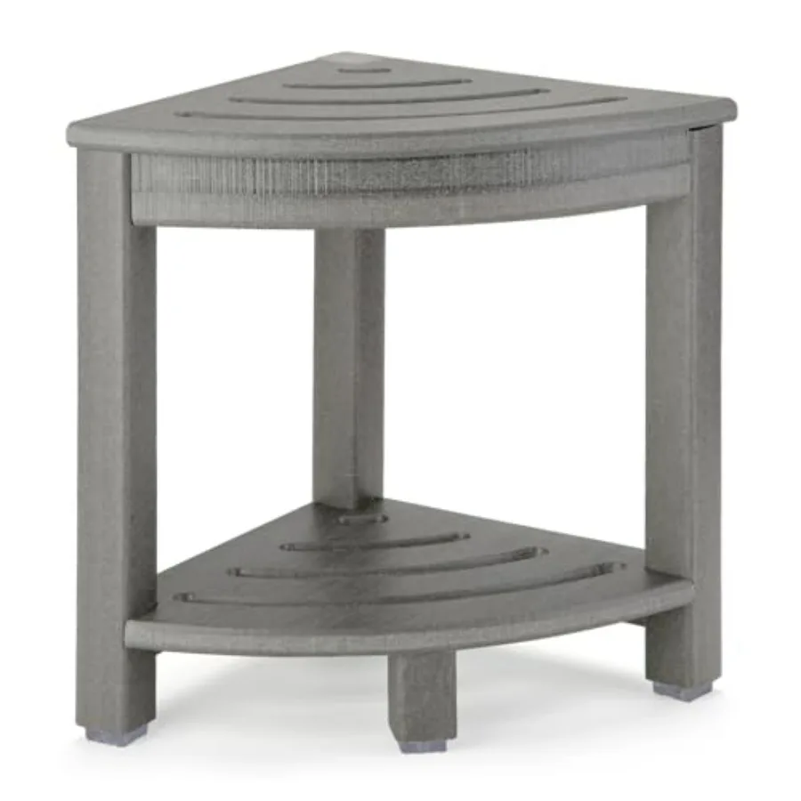 

HDPE Corner Shower Stool with Storage Shelf for Bathroom Small Space Grey Plastic Spa Bath Step Foot Rest for Shaving Legs