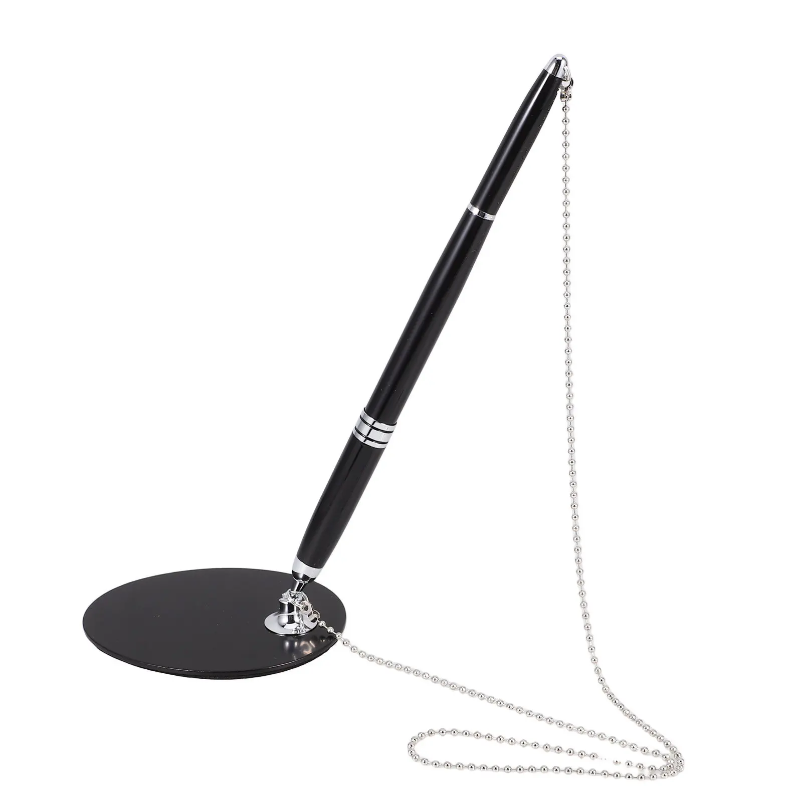 

Professional Secure Ballpoint Signature Pen with Fixed Chain Stand Black Ink Counter Stationery for Reception Areas Retail